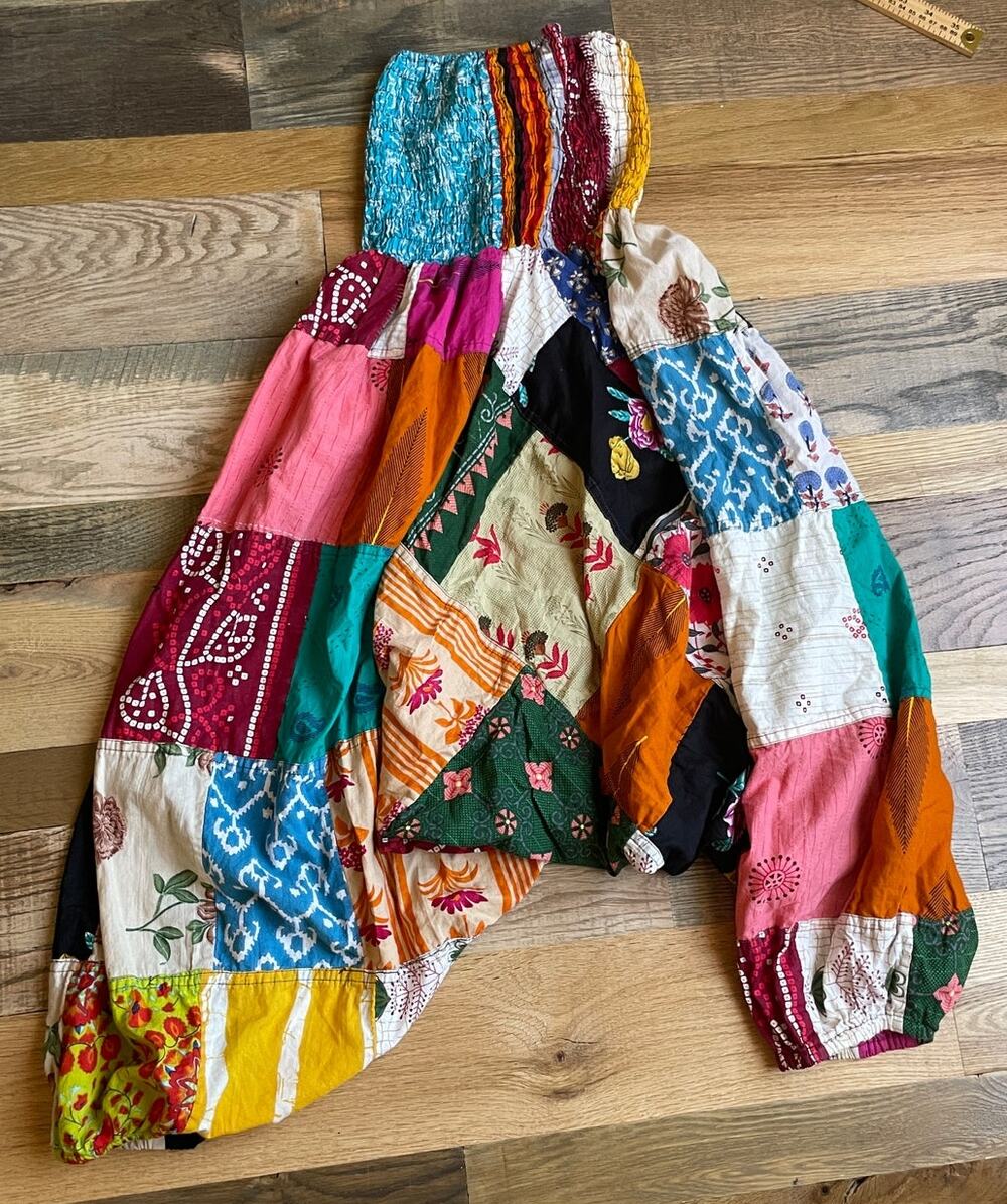 Tribe Azure S/M Patchwork Harem Jumpsuit Jumper Boho Festival Cotton India
